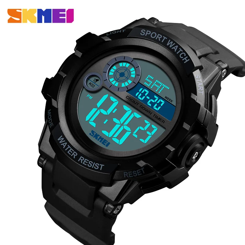 SKMEI мужские спортивные цифровые часы с будильником 2 времени водонепроницаемый
