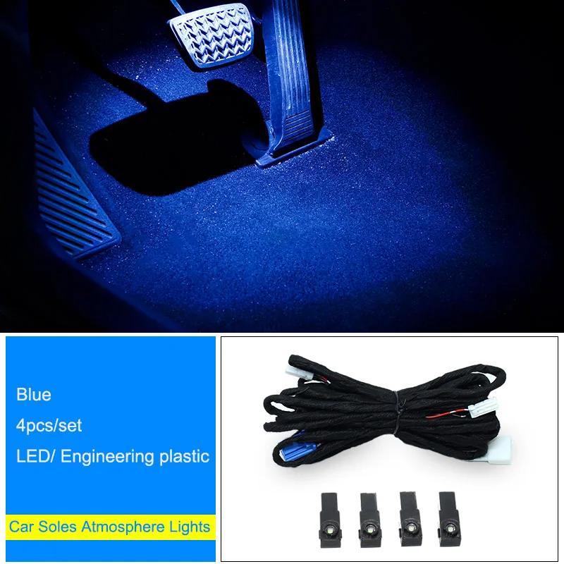 Blue 4Pcs QHCP светодиодный автомобильный атмосферный светильник s подошвы окружающего настроения, интерьерный декоративный светильник для ног, подходит для Toyota Camry, автомобильные аксессуары - Название цвета: Blue 4Pcs