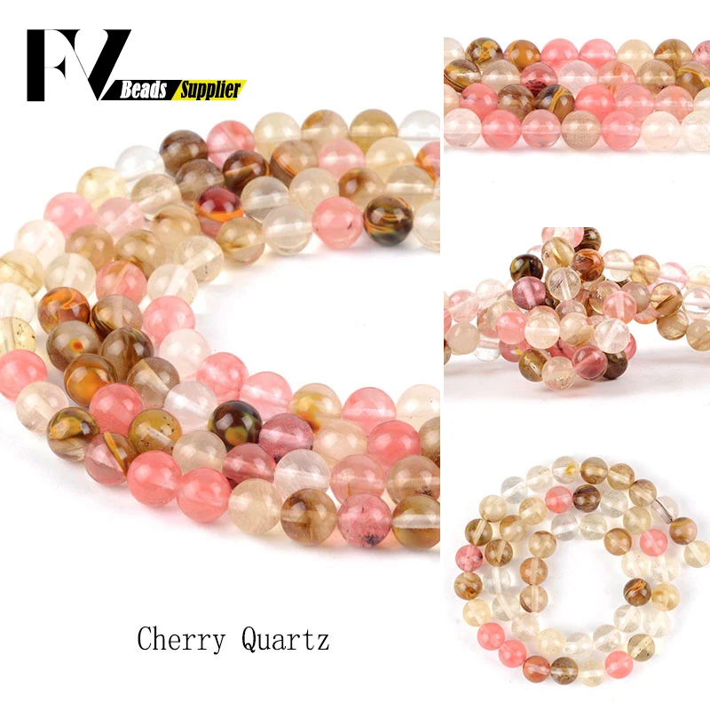 

Natural Stone Beads 4mm-12mm Cherry Quartz Crystal Round Beads for Jewelry Making Bracelets Necklaces Diy Handicraft Accessories