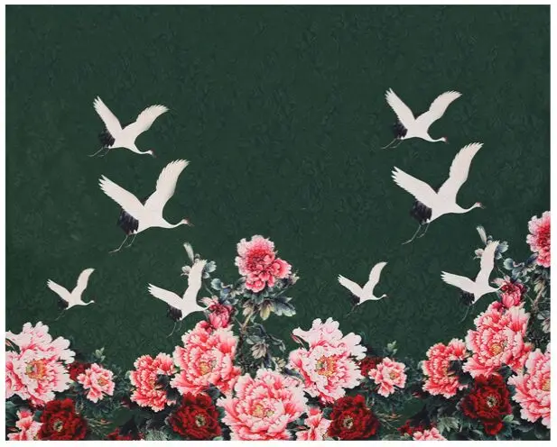 115X140cm французский краны красный пион полиэстер парча жаккардовая ткань для