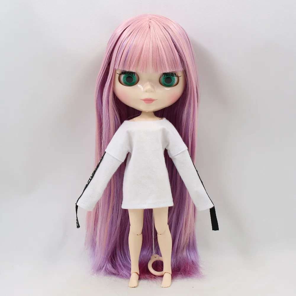 Кукла ICY DBS Blyth сустав тело белая кожа BL6122/2137 розовые и фиолетовые волосы с челкой 30