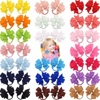 40pcs 20pairs baby girl grosgrain ribbon hair bows ponytail holder boutique hair bows elastic tie for teens and young women