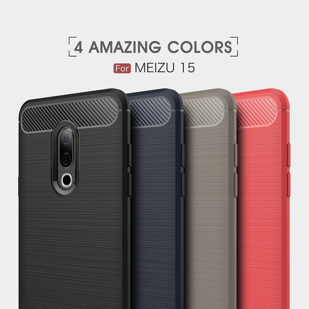 Для MEIZU 15 случай Роскошные углеродного волокна Мягкий силиконовый телефон чехол
