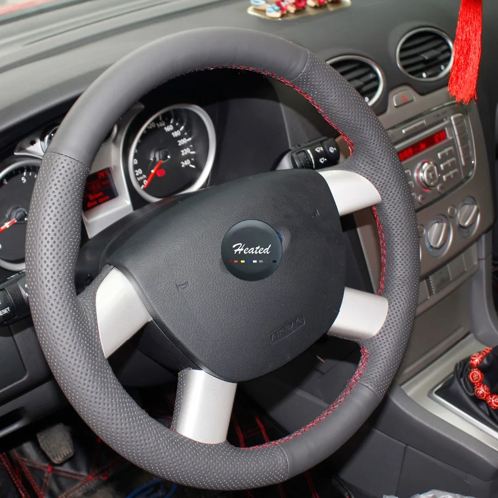 Оплетка из натуральной кожи на рулевое колесо для Ford Focus 2 2005-2011 Tampa do volante do carro автомобильный Стайлинг декоративные блестки