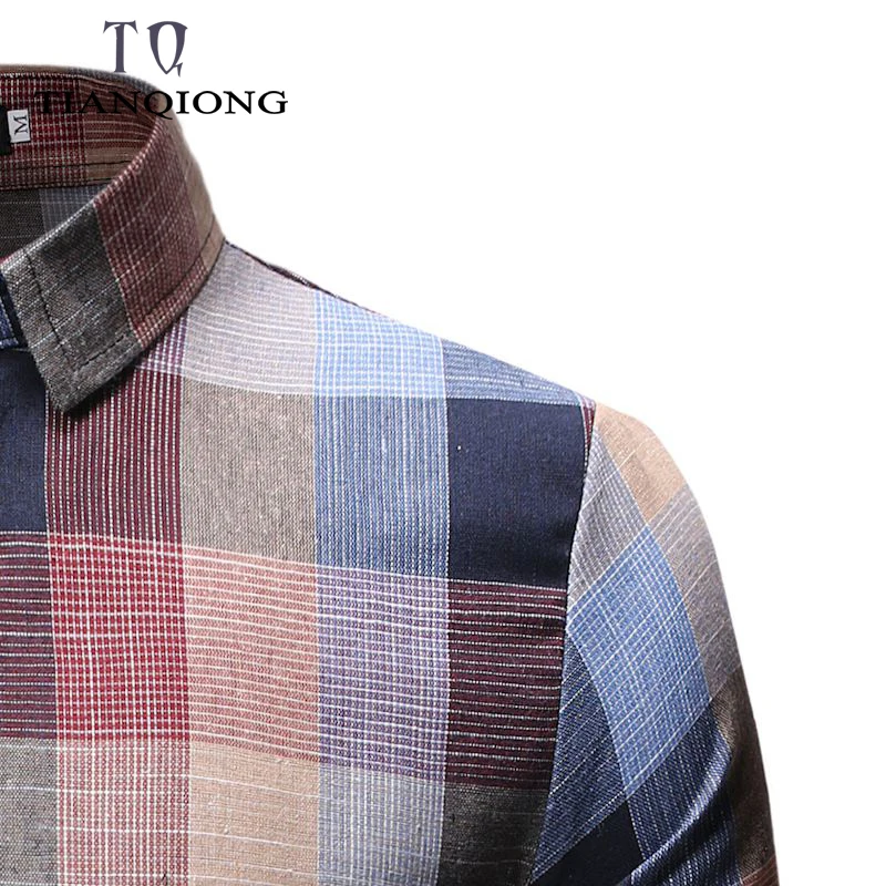 2019 Spring Autumn Fashion Men Clothes Slim Fit Long Sleeve Shirt Plaid Cotton Casual Social Plus Size M-3XL | Мужская одежда