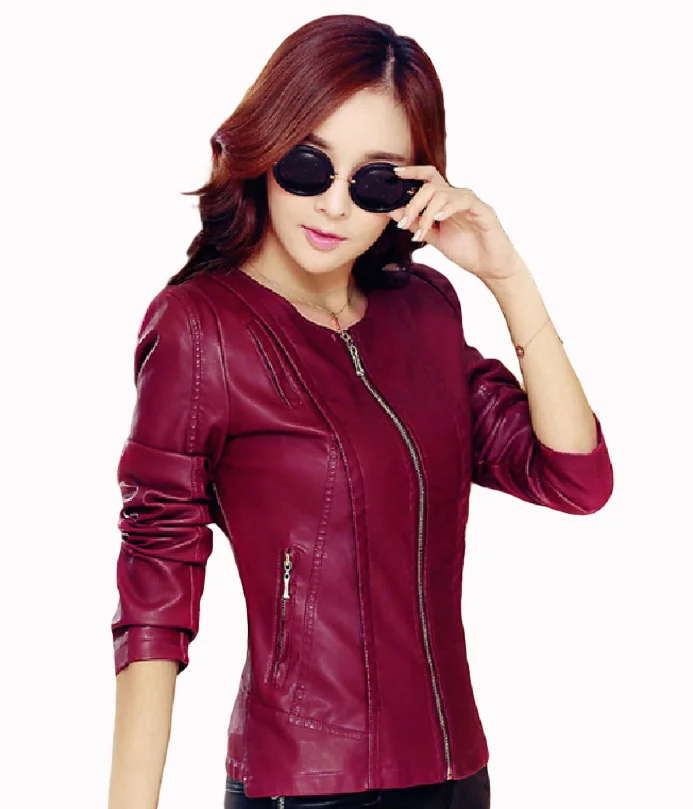 Женские кожаные куртки с длинным рукавом и круглым вырезом Flying ROC