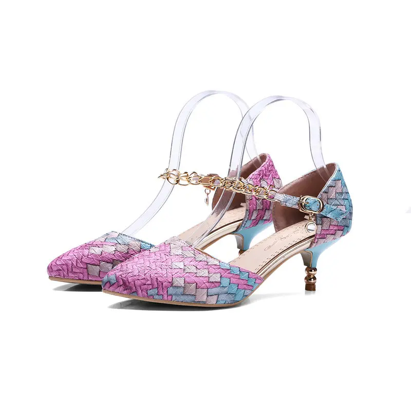 B2-7 Size 33-46 Office Ladies Patchwork Mixed Color Sandals Female D'orsay Shoes Woman Low Heels Women Confirm Career Shoe | Обувь