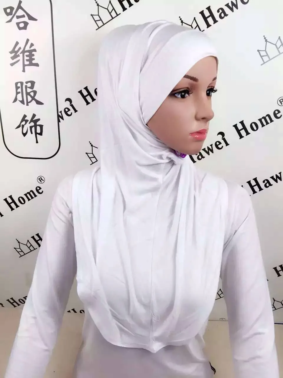 (12 шт./лот) из двух предметов хлопчатобумажный простой мусульманский хиджаб