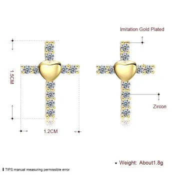 Модные золотые Цвет AAA кубического циркония Крест Серьги-гвоздики Интимные