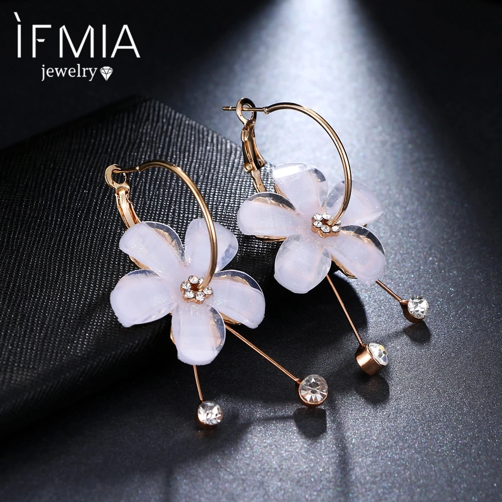 Модные длинные серьги IFMIA с кисточками женские акриловые в форме цветка