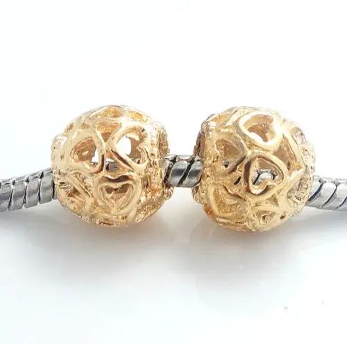 TTBEADS 5 шт золотых круглых европейских шармов Бусины Подходят Ожерелье браслет