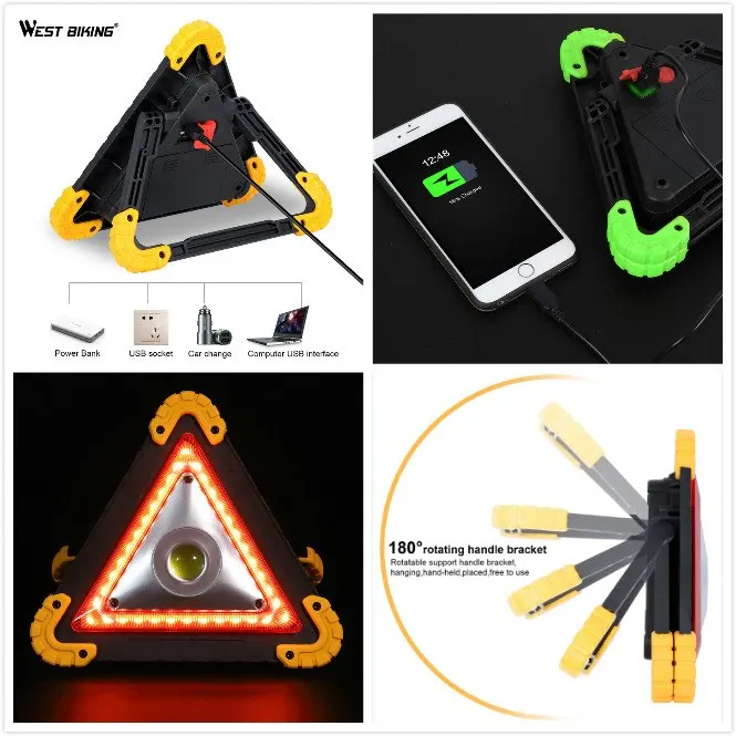 WEST BIKING треугольный перезаряжаемый светильник светодиодный прожектор