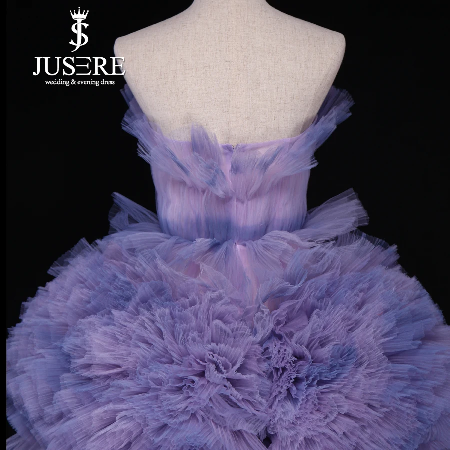 Jusere Real Photos Tired Tutu Prom Dresses Colorful Faded Tulle Evening Dress With Tail robe de soiree 2019