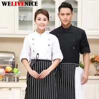 hotel chef uniform double breasted suit long sleeved chef jacket restaurant waiter kitchen uniform cooking clothes 734