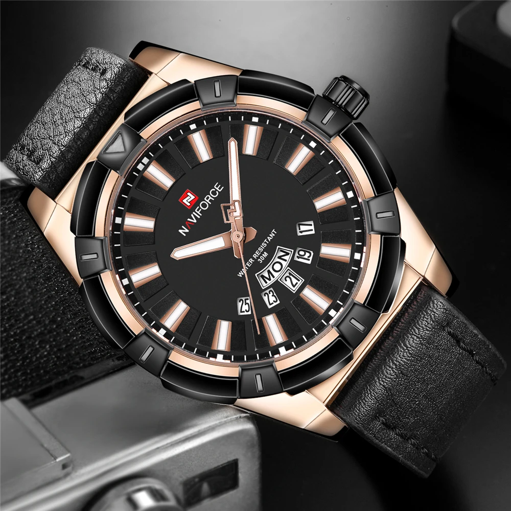 NAVIFORCE мужские часы лучший бренд класса люкс модные повседневные кожаные