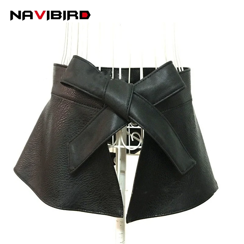 22 cm balck bow tie Искусственная Кожа Chian Пояса Для Женщин Новых Прибытия Рябить Юбка Баски Поясной Юбка Ремень Chromophous Пояса ремень женский - Цвет: 22 cm balck bow tie