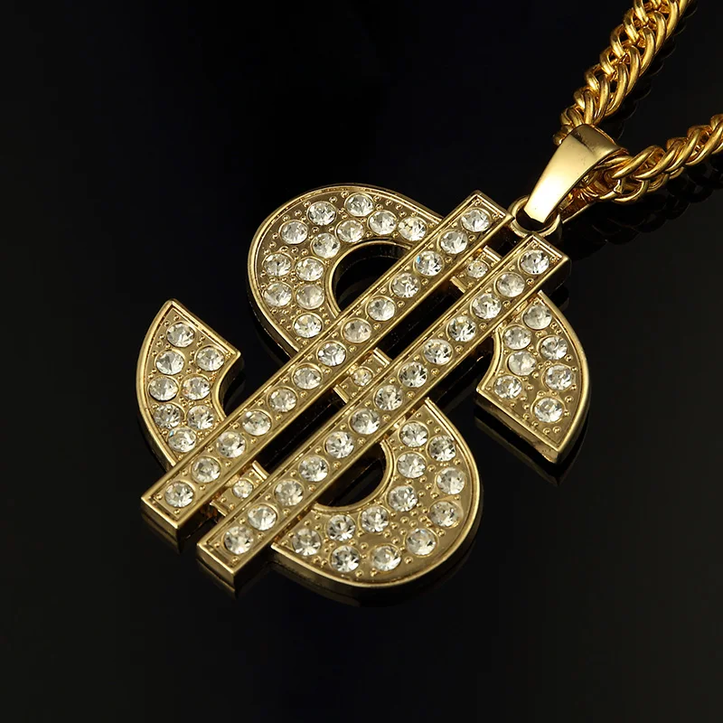 Сплав большой доллар США короткое ожерелье Для мужчин s в стиле хип-хоп ювелирные