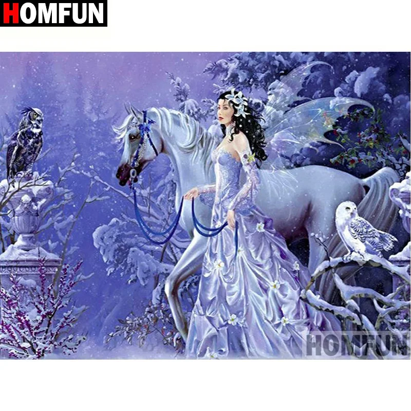 Алмазная 5D картина Красавица лошадь HOMFUN A19973 полная вышивка из квадратных/круглых