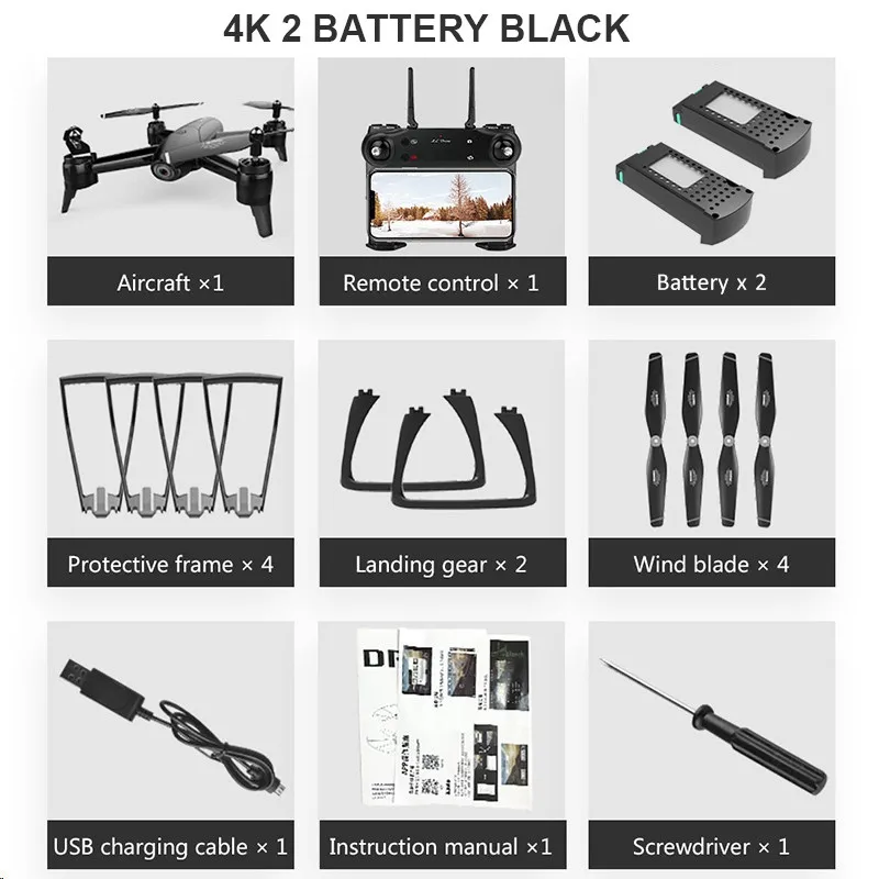 4K 2 Battery Black SG106 Радиоуправляемый Дрон оптический поток 1080P 4K HD Двойная камера в реальном времени воздушный видео Радиоуправляемый квадрокоптер самолет игрушки RTF Малыш V SG906 M69 - Цвет: 4K 2 Battery Black