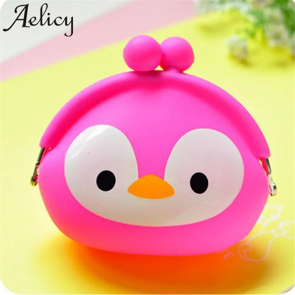 Penguin Aelicy, хит, модный светильник, высокое качество, для женщин и девушек, мини-кошелек, мягкая поверхность, застежка, женская, мультяшная, силиконовая сумка для монет - Цвет: Penguin