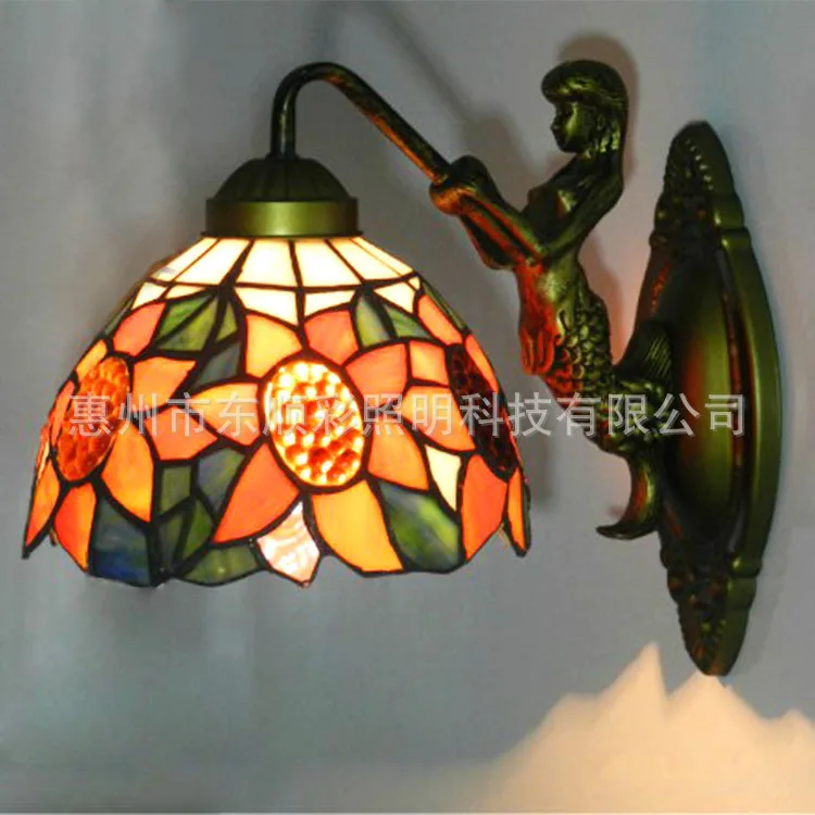Недорогие европейские витражные лампы лампа для спальни гостиной столовой