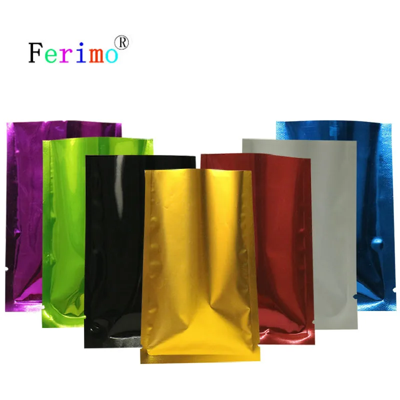 Ferimo 100 шт. Алюминий Фольга Mylar без каблука с открытым верхом посылка сумка Цвета