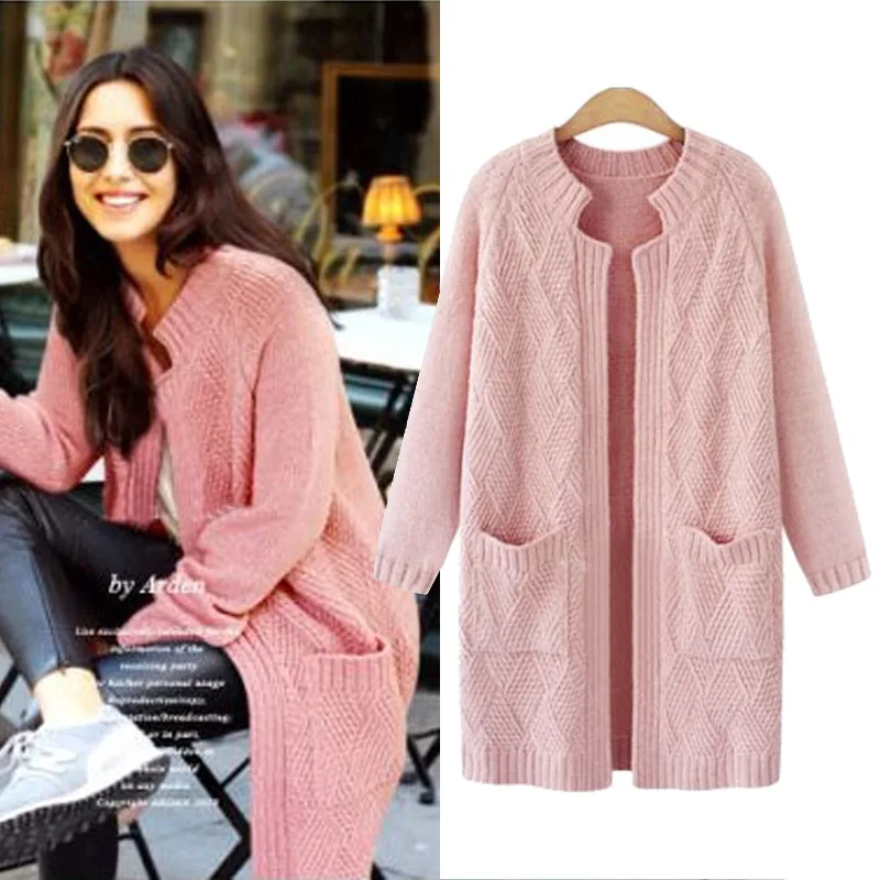 JOGTUME Pink Knitted Cardigan Sweater 2017 Autumn Winter Womens Fat Loose Long Sleeve Fashion Female Coat Plus Size 5XL |