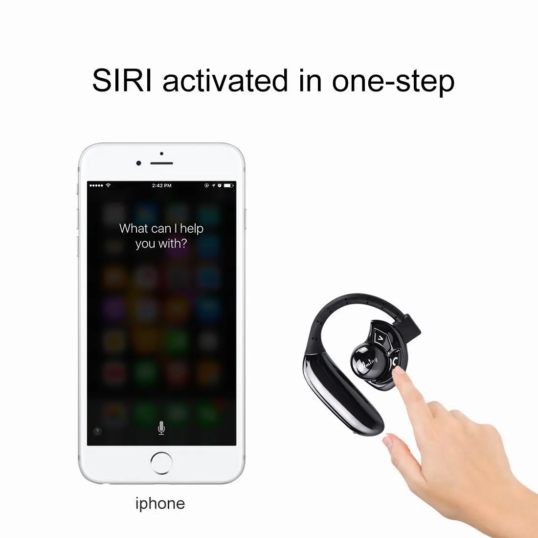 Aminy Black Headset UFO Bluetooth 4.1 Earpiece with Microphone Noise Canceling Wireless Handsfree for IPhone Android Devices New |