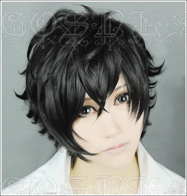 

Anime DEVIL SURVIVOR 2 the ANIMATION Kuze Hibiki Cosplay Wigs Short Black Heat Resistant Synthetic Hair Wig + Wig Cap