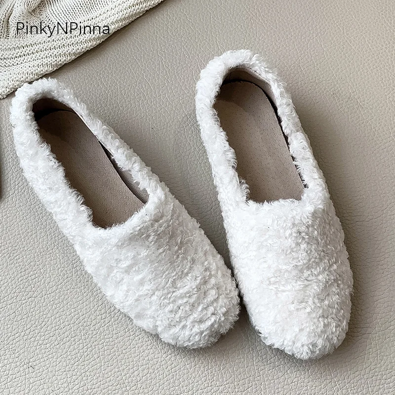 winter women real sheep fur loafers curly furry soft casual flat snow vacation non-slip cute young ladies luxury fashion shoes