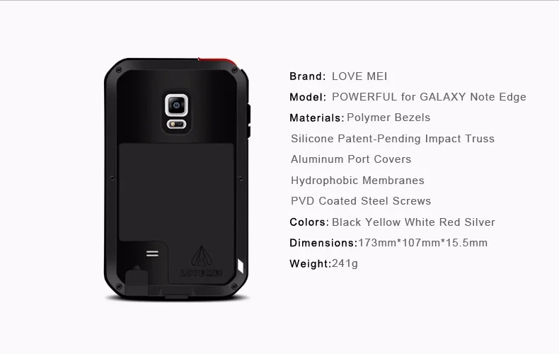 Водонепроницаемый алюминиевый металлический чехол Love Mei Life для SAMSUNG Galaxy S5 S6 Note 3 4 5 A3 A5 A7 A8000 A9 Alpha Cover