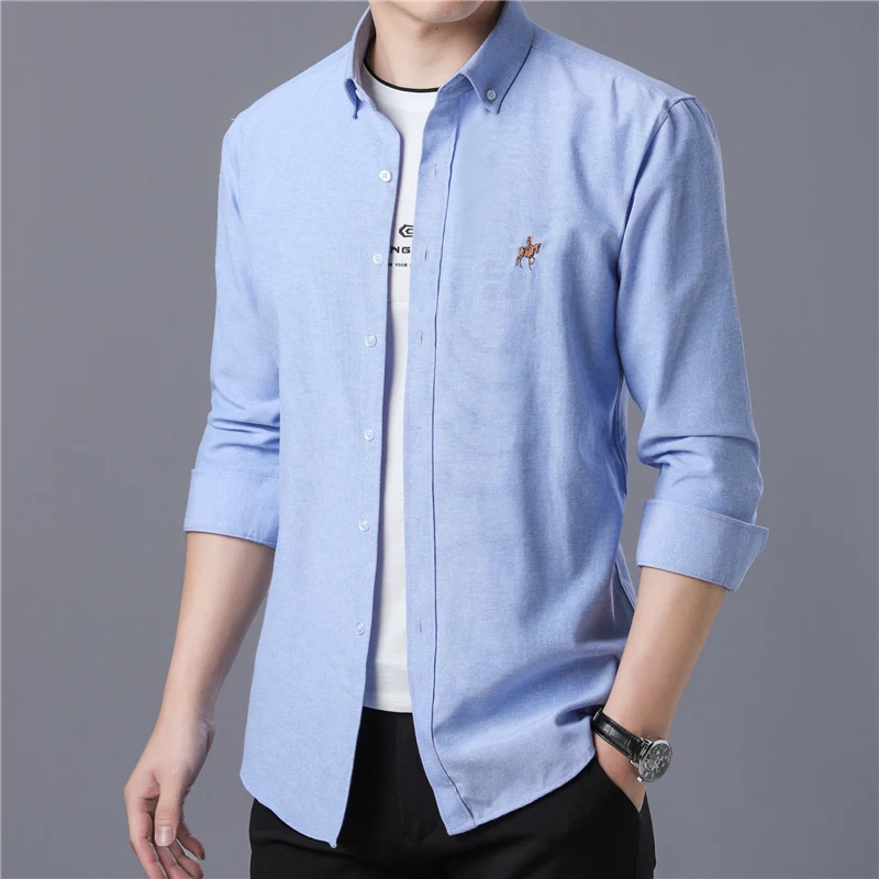 2019 рубашка мужская Длинный рукав Оксфорд ткань slim fit дыхание comfrotable качество