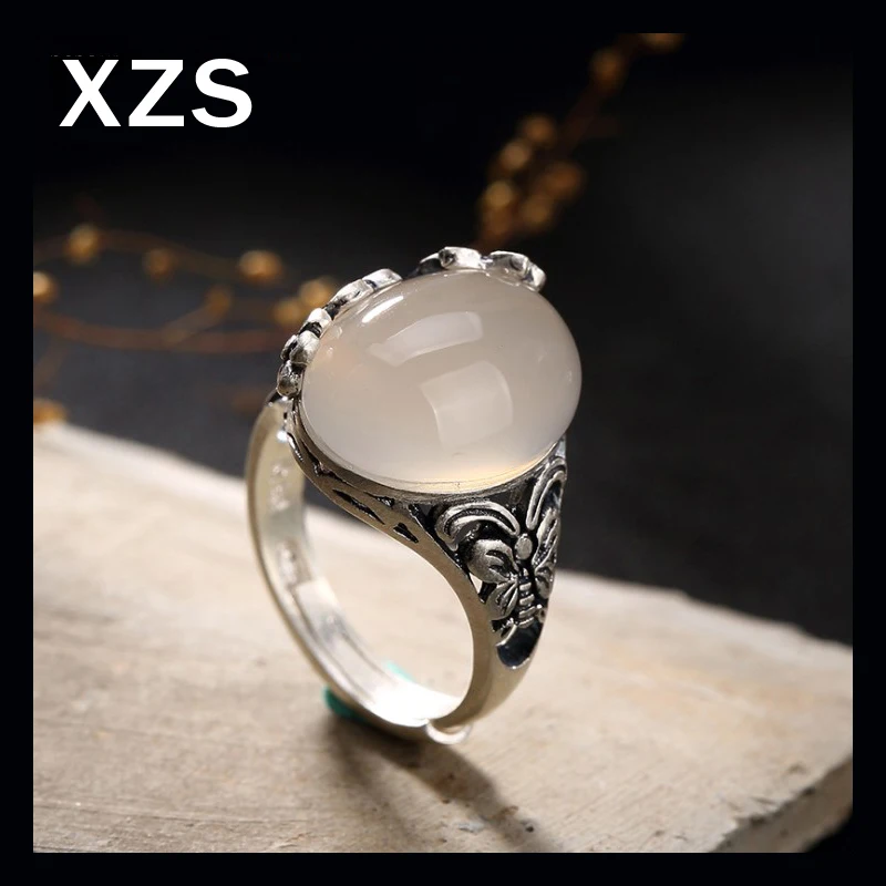 100% Genuine S990 Sterling Silver Chinese Style Hand Made Gem Vintage Rings Women Luxury Valentine's Day Gift Jewelry JZCN-18001 |