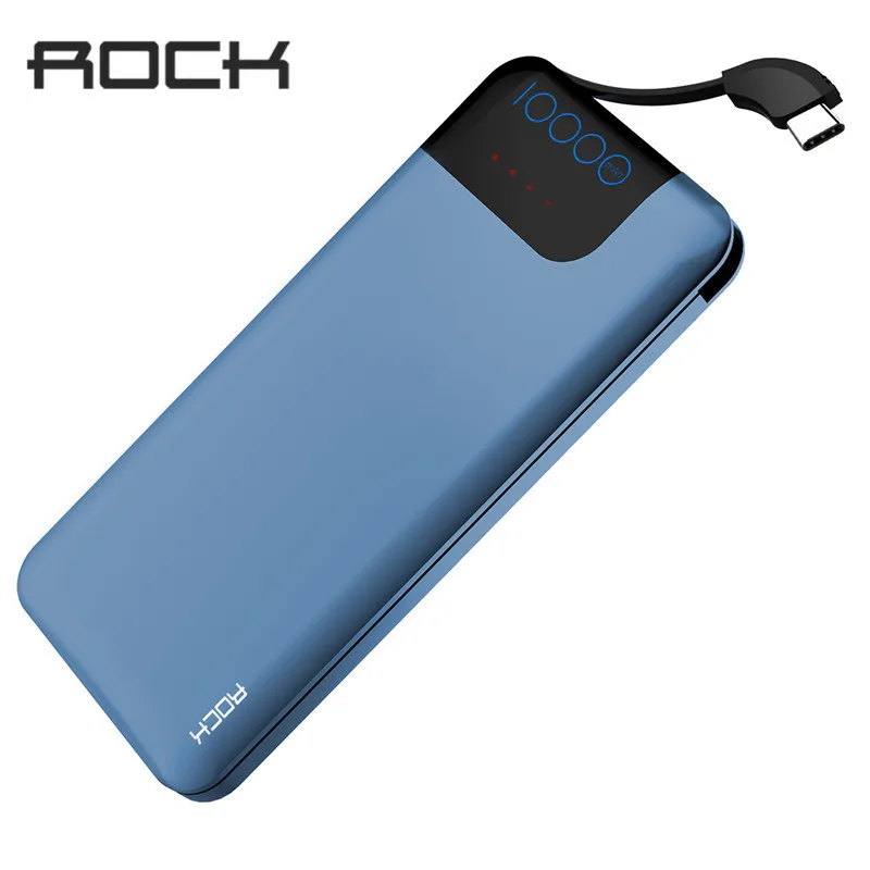 ROCK Quick Charge Power Bank 10000 мАч 5 В/9 В/12 В Смарт QC 3 0 Powerbank с цифровым дисплеем типа C