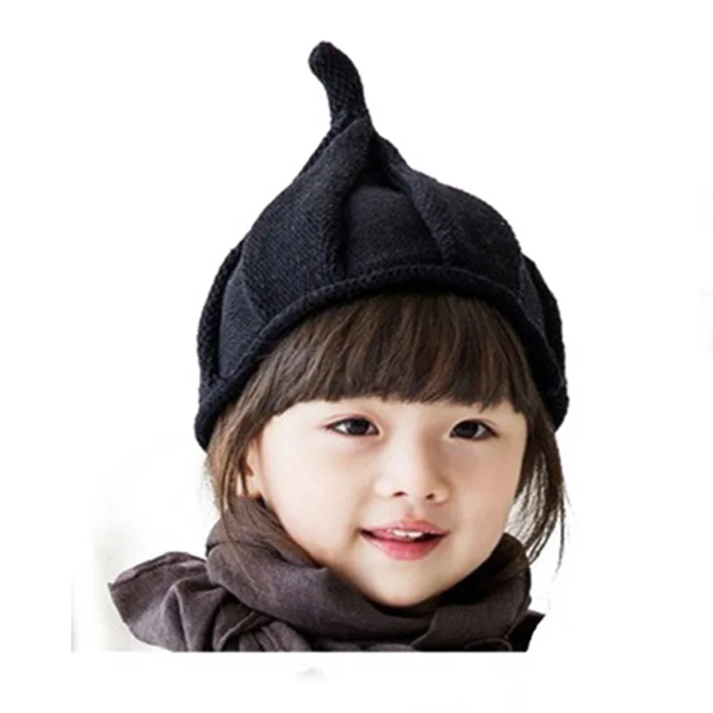 style 1 black Детская вязаная шапочка, милая шапка с заостренным носком, шапки с ветряной мельницей для девочек и мальчиков, осенняя модная детская шапка для От 1 до 3 лет, теплая шапочка - Цвет: style 1 black