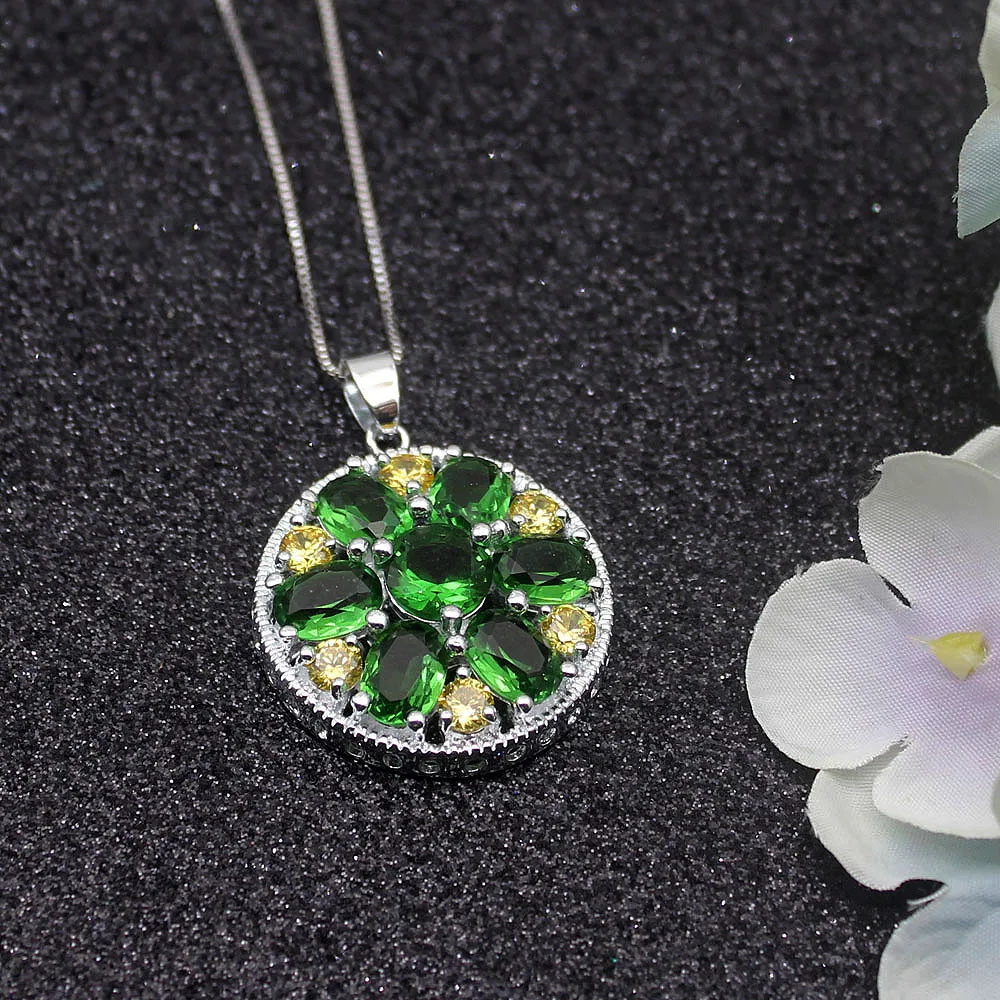 Светящаяся желтая цитрина GreenTopaz 925 стерлингового серебра Подвески серебряного