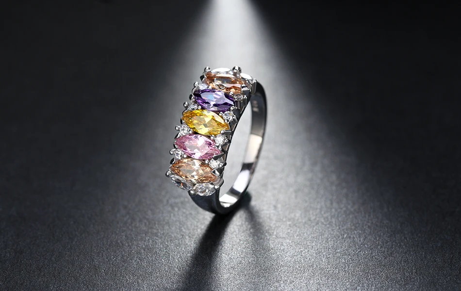 ORSA JEWELS серебряное женское кольцо с 8 мм разноцветным AAA австрийским кубическим цирконием Новая мода CZ кольца для помолвки OR132