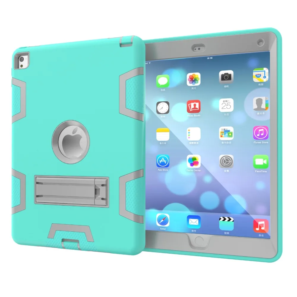 For iPad Pro 9.7&quot 2016 Case High Impact Resistant Hybrid 3 in 1 Heavy Duty Defender Armor Shockproof Silicone Full Body Cases |