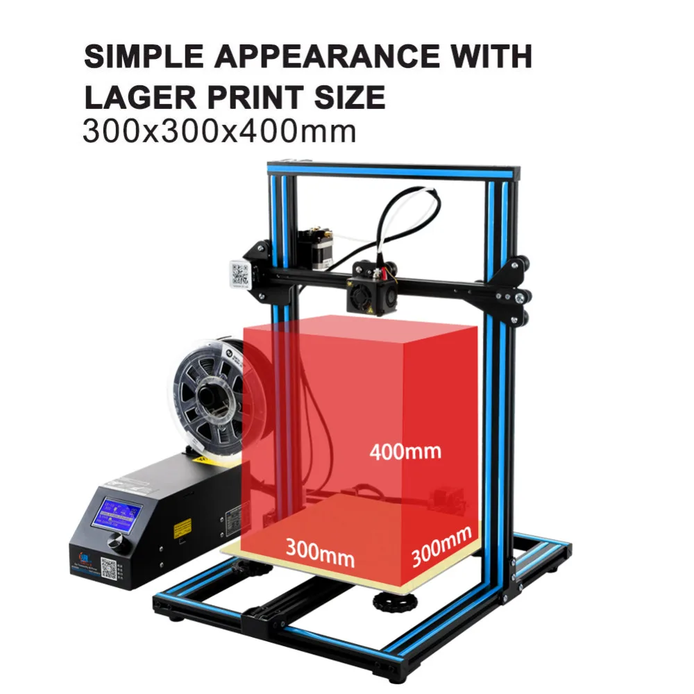 CR-10 3d принтер DIY Набор полностью Металлическая алюминиевая рамка большой размер печати 300*300*400 мм n 200 г нить+ Горячая кровать+ 8 г SD карта Creality 3D
