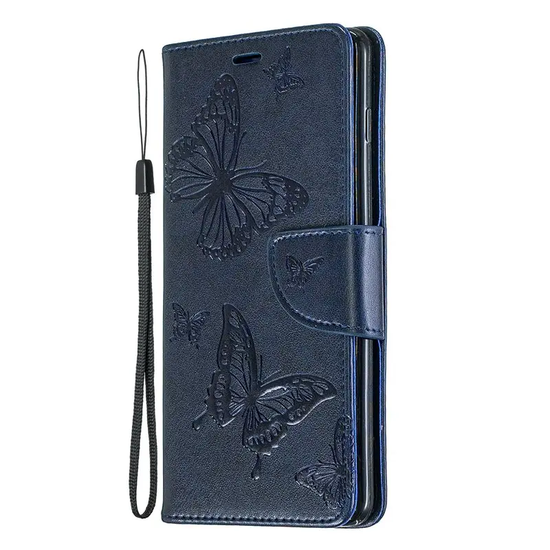Синий Для Redmi Note 7 Note 7 Pro тисненый узор с бабочками из искусственной кожи чехол-бумажник для Redmi 7 Redmi 6 6A 6 Pro флип-накладка держатель для телефона - Цвет: Синий