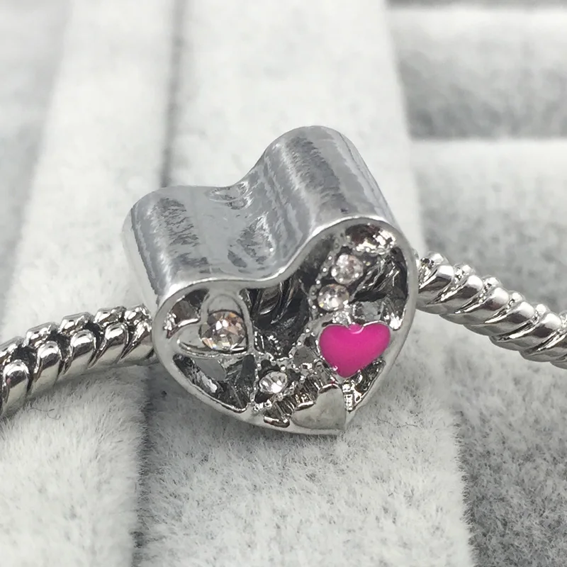 Яркие подвески в виде сердца европейские бусины подходят для браслетов и