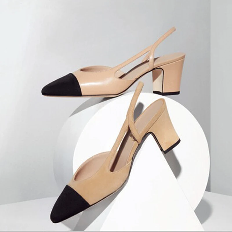 Женские босоножки на толстом каблуке из флока с круглым носком квадратным