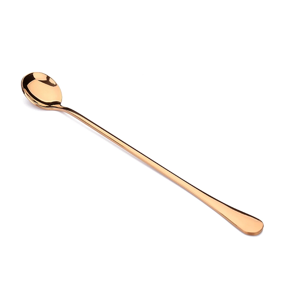 Rose Gold New 24cm Stainless Steel Long Handle Teaspoons Stirring Tea Coffee Spoon Ice Cream Spoon Bar Drink Cocktail Mixing Spoon Hot - Цвет: Rose Gold