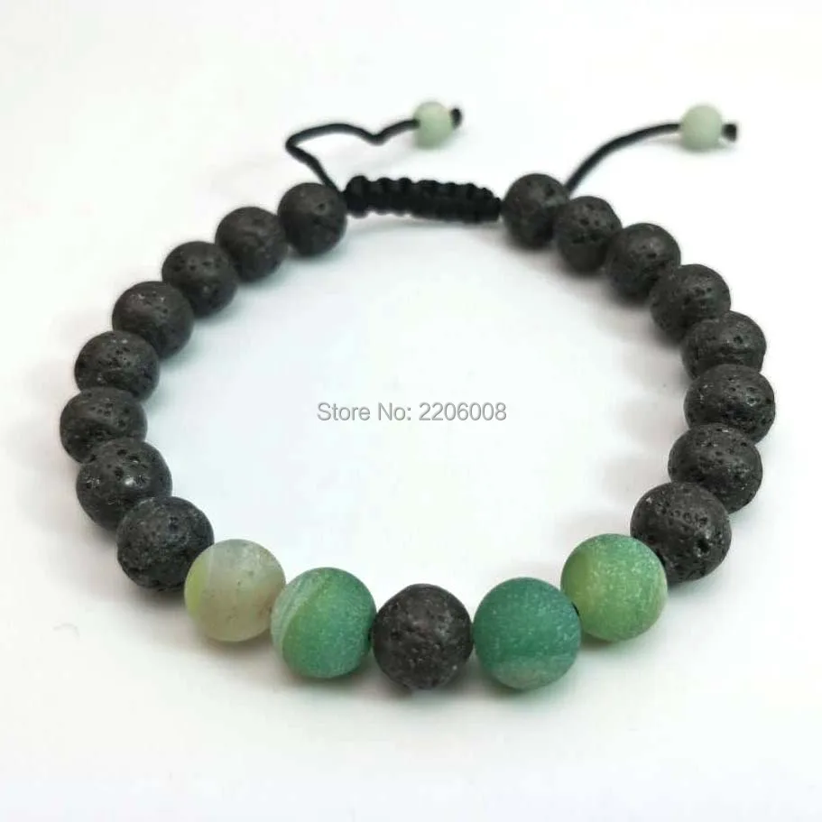 Прямая поставка регулируемый браслет из черной лавы с изображением тигра и глаз