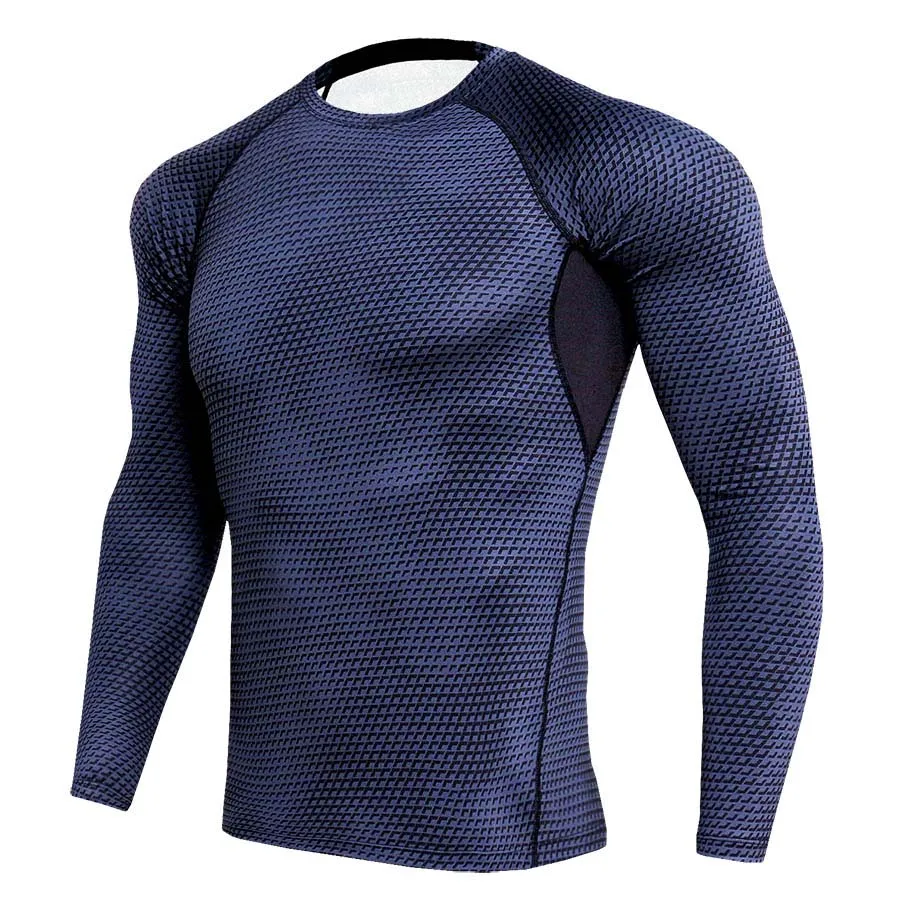 3XL синяя спортивная рубашка мужская компрессионная Рубашка мужская футболка для футбола Rashgard футболка для бега футболка для фитнеса Топ для бодибилдинга футболка для спортзала Мужская ММА - Цвет: TC138