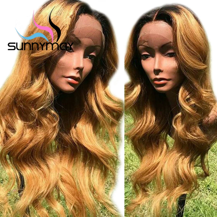 Sunnymay 13х4 130% медовые светлые Омбре человеческие волосы парики предварительно