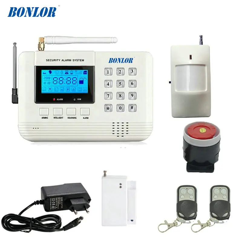 

LCD Display 433MHz Wireless Alarm System SMS GSM PSTN Dual Network Home Security PIR Motion Sensor Door open Detector Smoke