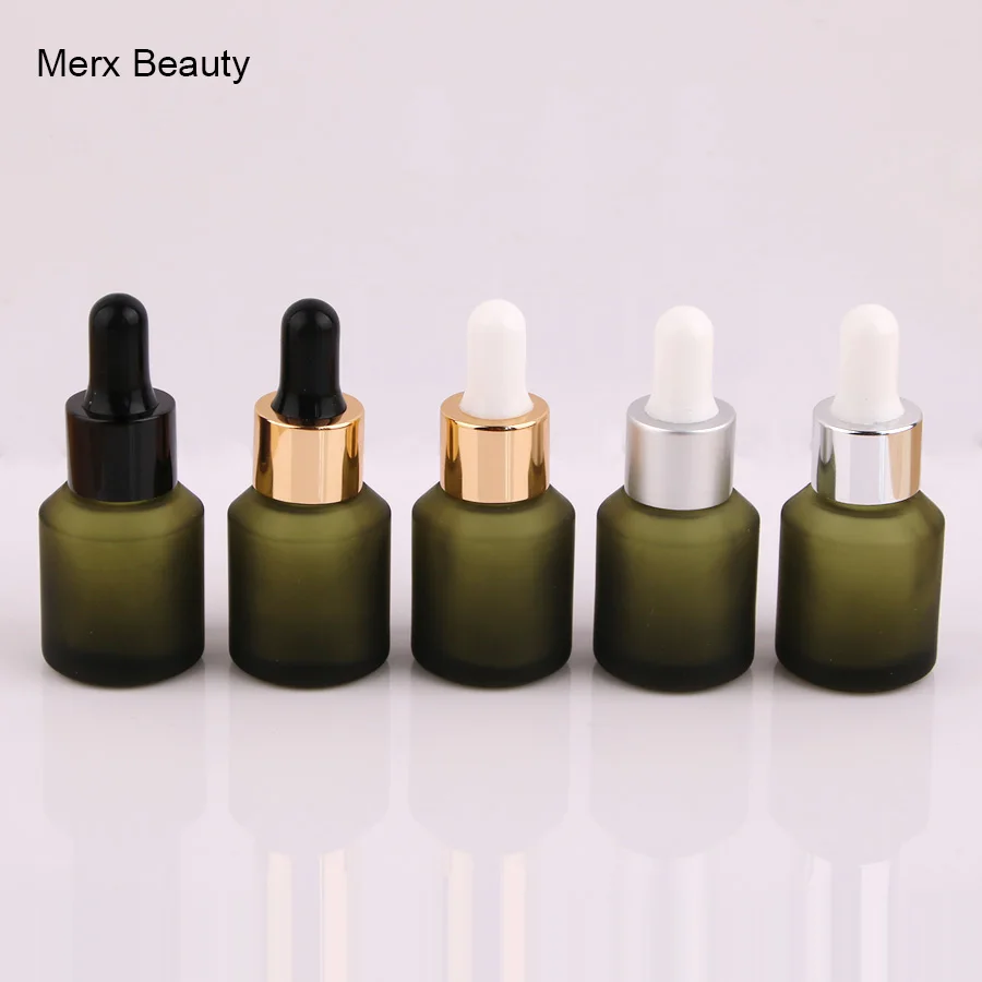 Merx Beauty оптовая продажа 22 шт 15 мл 1/2 унции стеклянная капельница зеленая бутылка