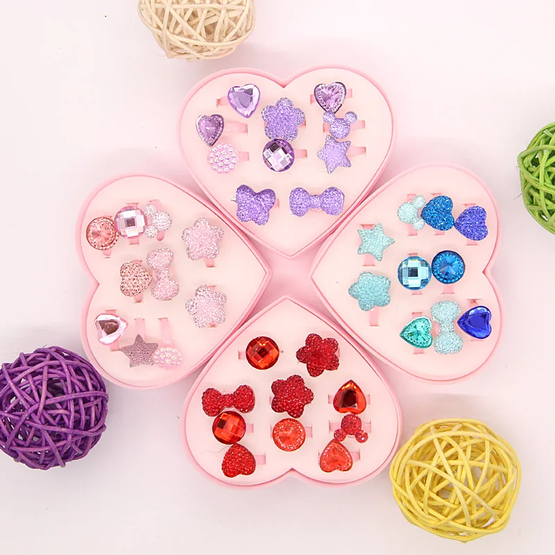 10 шт. милые Разноцветные Детские Мультяшные кольца для девочек с изображением