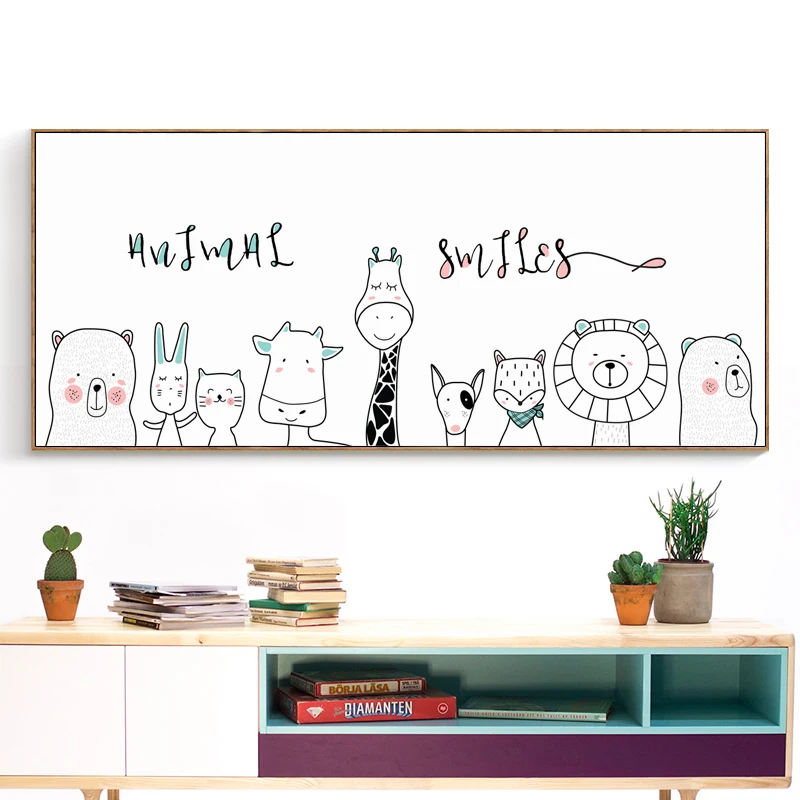 Плакат на холсте с изображением животных коровы собаки лисы|picture wall|print posterart painting